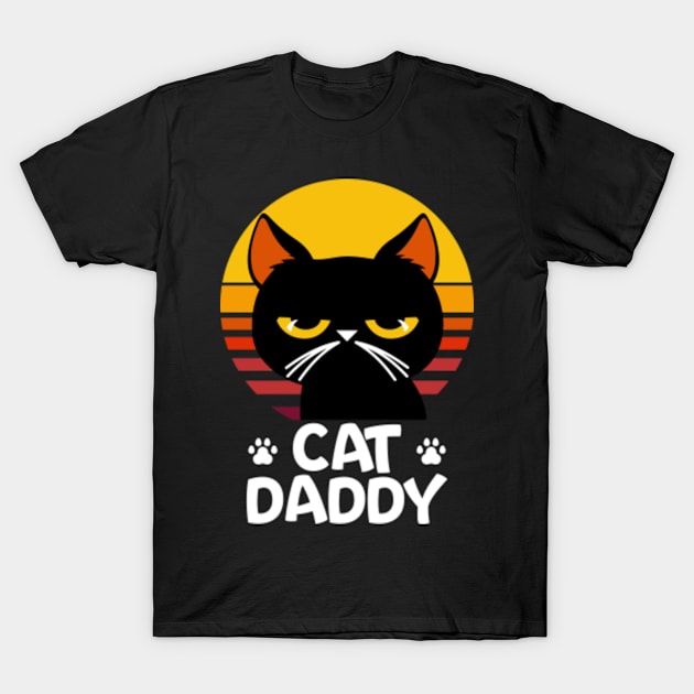 Fathers Day Funny Gift Cat Daddy Retro Vintage Cat Lover T-Shirt by lisanna